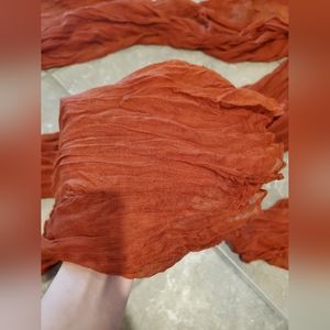 Terracotta cheesecloth table runner